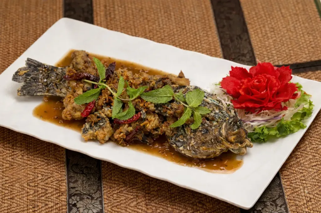 Fried Fish with Tamarind Sauce